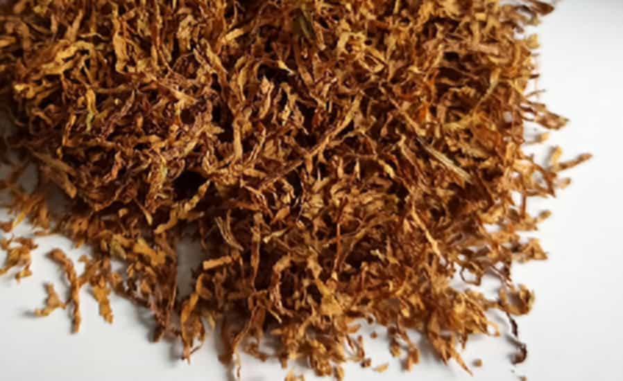 Close-up view of cut rag tobacco